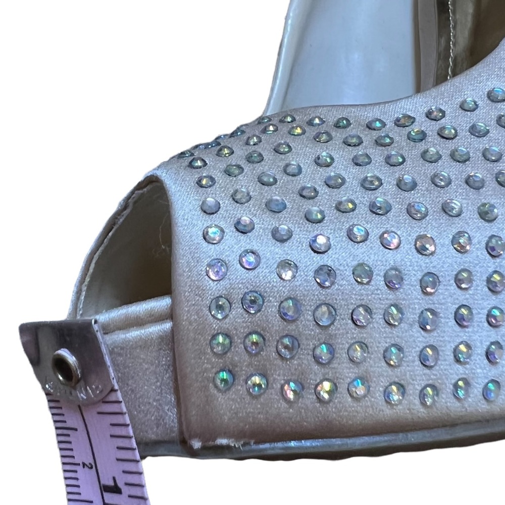 JLO Jennifer Lopez Blingy Blush 6 M Rhinestone Heels~ Dress Shoes Peep Toe - Picture 11 of 13